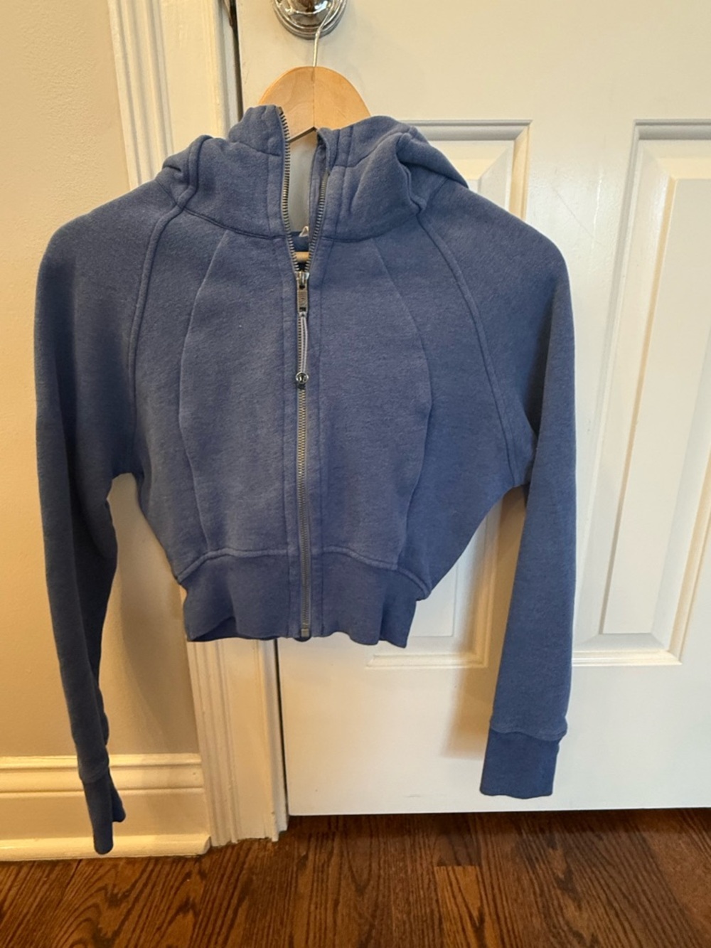 Navy Heather Blue Lululemon Cropped Scuba Hooded Zip